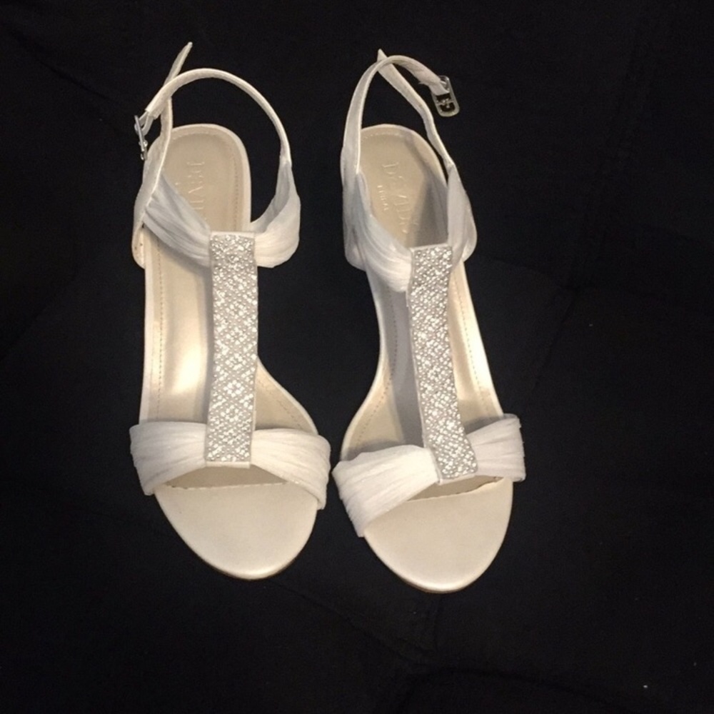 David’s Bridal Ivory Beaded Heels
